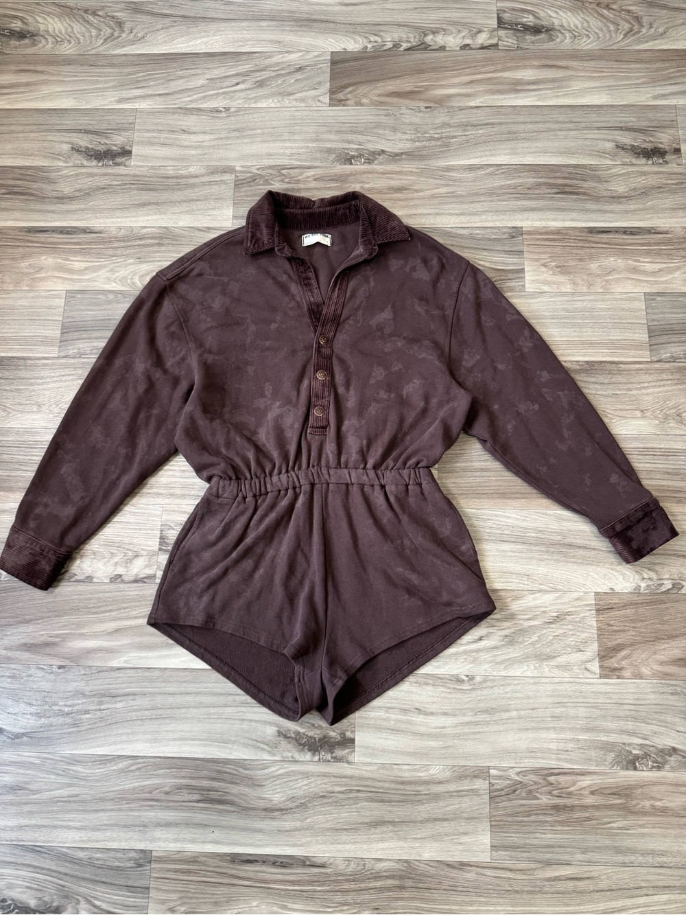 Free People We The Free Carson Washed Romper in Charcoal Brown Size Small